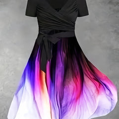 Women's Ombre Print Wrap Summer Dress