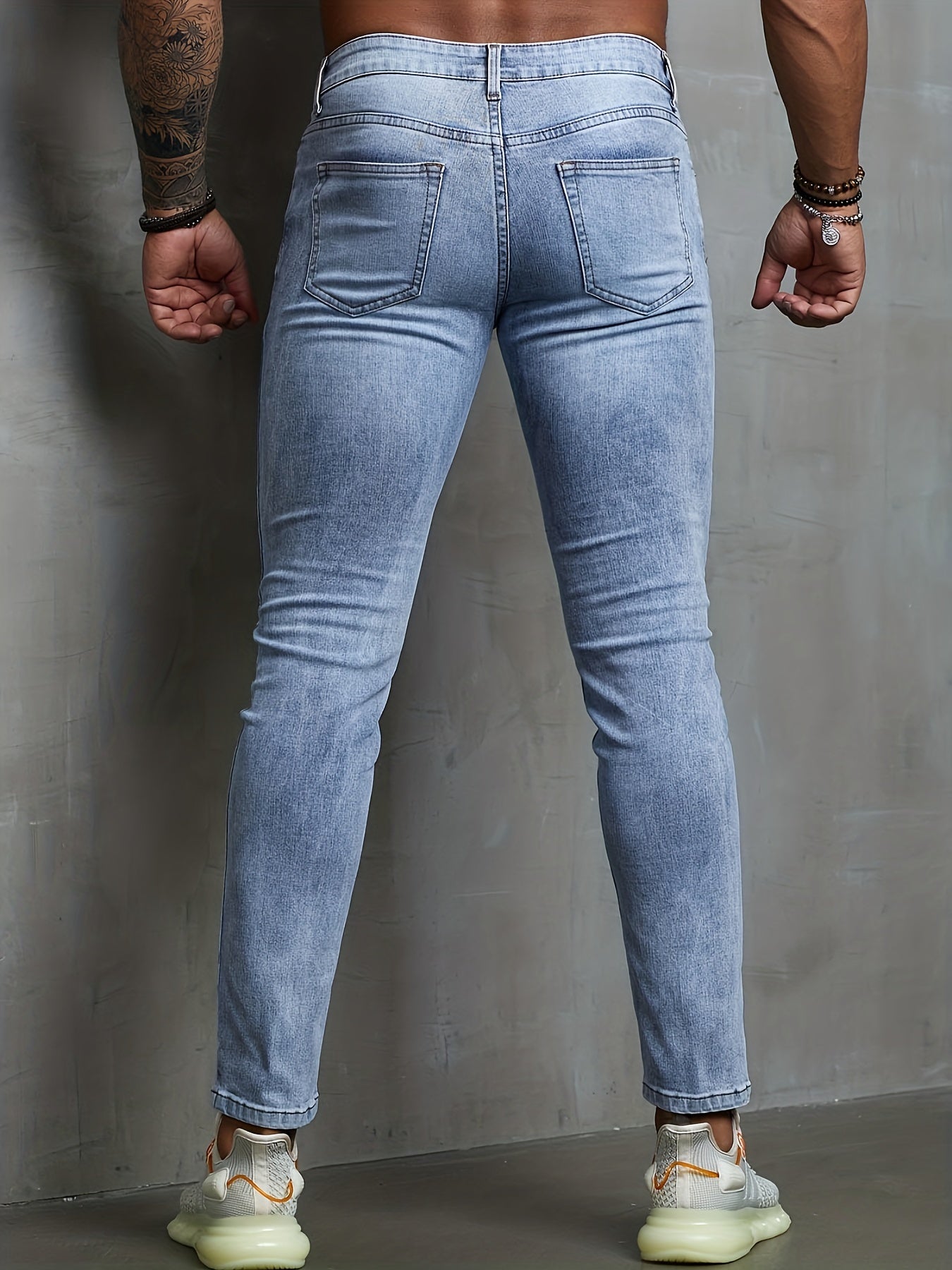 Slim Fit Ripped Jeans Mens Distressed Denim Pants