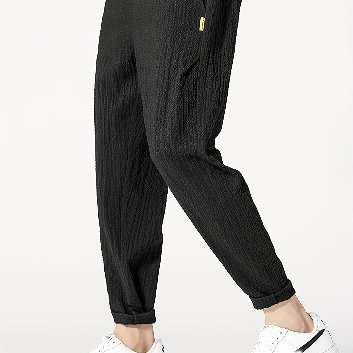 Plicated Joggers Men's Casual Loose Fit Waist Drawstring Pants