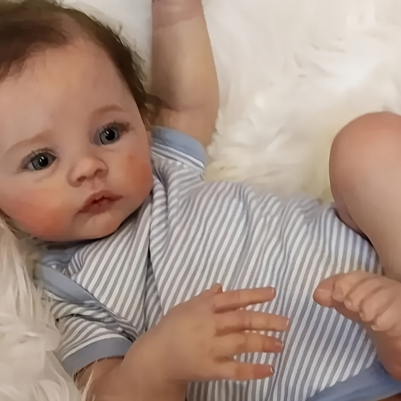 18" Lifelike Meadow Reborn Baby Doll Soft Vinyl Body Rooted Hair Realistic Touch