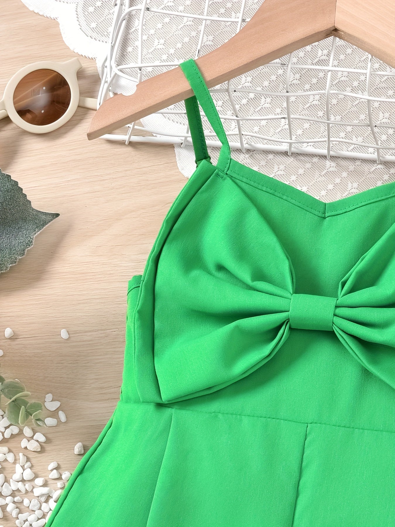 Toddler Girls Big Bow Front Cami Romper Jumpsuit