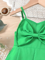 Toddler Girls Big Bow Front Cami Romper Jumpsuit