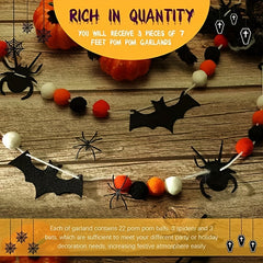 Halloween Pull Flag Banner Spider Bat Fur Ball Garland Pull Flag