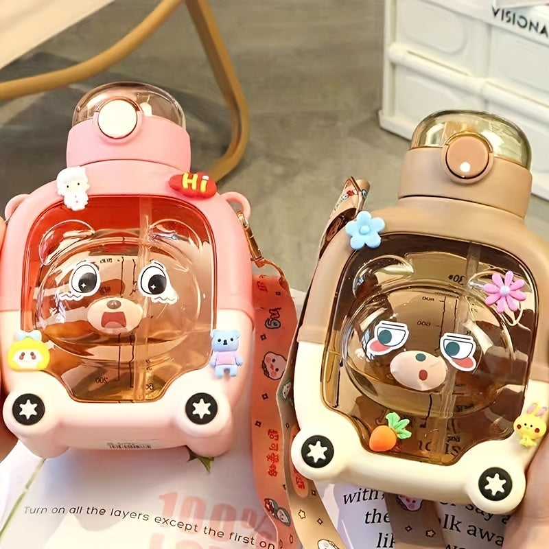 1000ml Cartoon Water Kettle Portable Double Drink Water Cup with 4 Random Stick