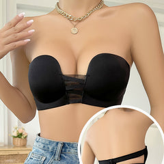 Push Up Bra with Mesh Contrast Strapless Comfy and Breathable