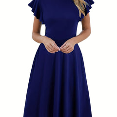 Ruffle Short Sleeve Cocktail Dress for Women