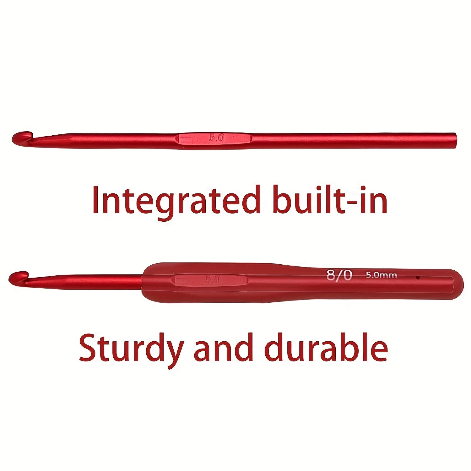 9pcs Red Soft Handle Crochet Hooks Set For Arthritic Hands