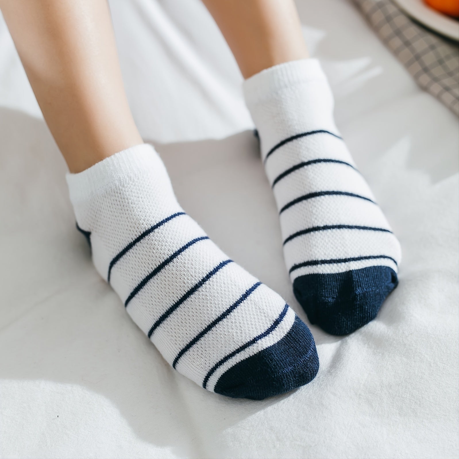 5 Pairs Kids Striped Star Mesh Ankle Socks for Boys and Girls