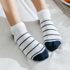 5 Pairs Kids Striped Star Mesh Ankle Socks for Boys and Girls