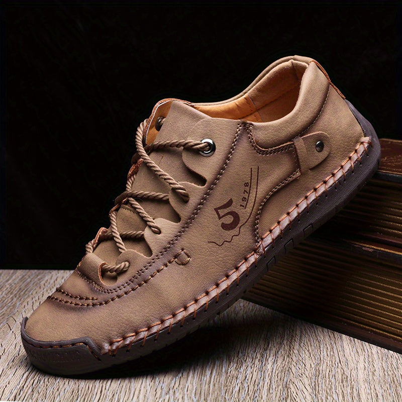 Men's Lace-up Sneakers Casual Outdoor PU Leather Walking Shoes