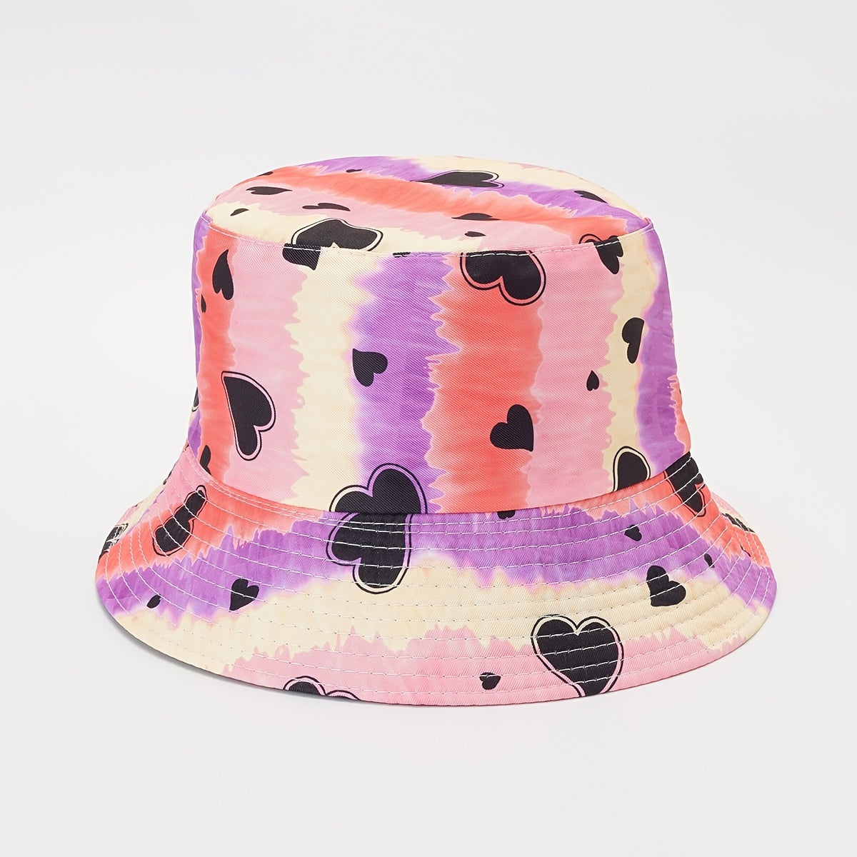 Love Heart Print Graffiti Bucket Hat Sun Hat Japanese Style Fisherman Hat