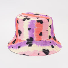 Love Heart Print Graffiti Bucket Hat Sun Hat Japanese Style Fisherman Hat
