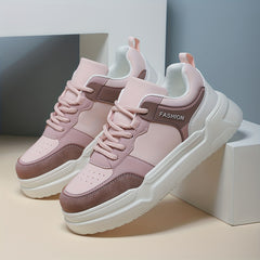 Women's Faux Leather Chunky Sneakers Casual Skate Shoes for Outdoor Sports