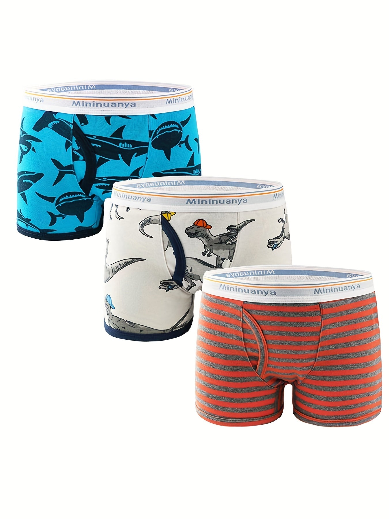 3pcs Boy's Cotton Boxer Briefs Animal Pattern Shorts