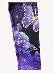 Glitter Butterfly Print High Rise Leggings
