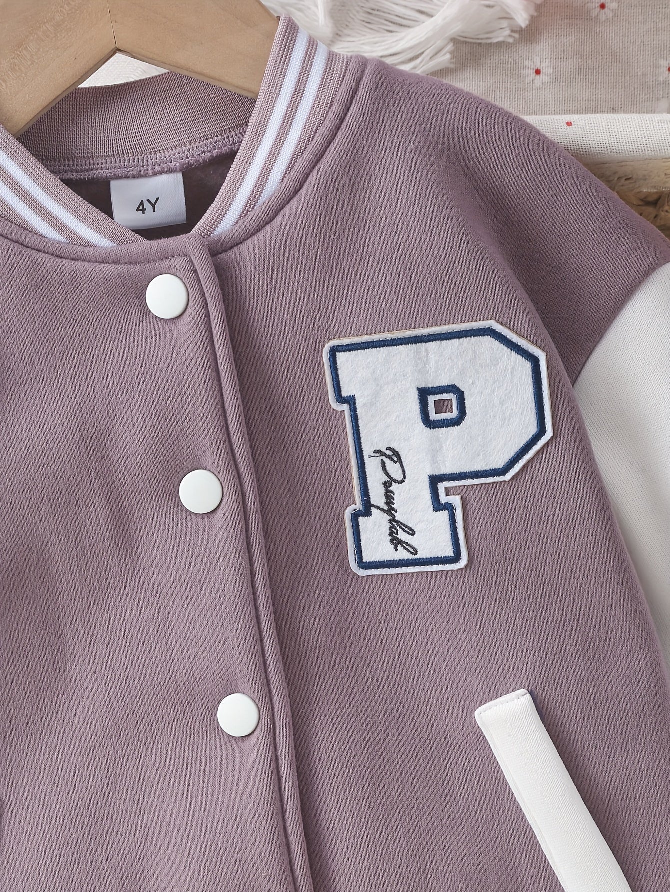 Toddler Girls Splicing Button Front Long Sleeve Jacket