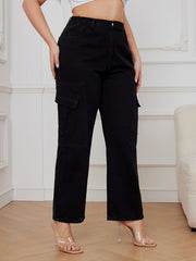 Wide Leg Cargo Jeans With Flap Pockets