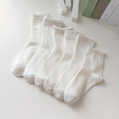 6 Pairs Solid Socks Comfy Breathable Women's Stockings Hosiery
