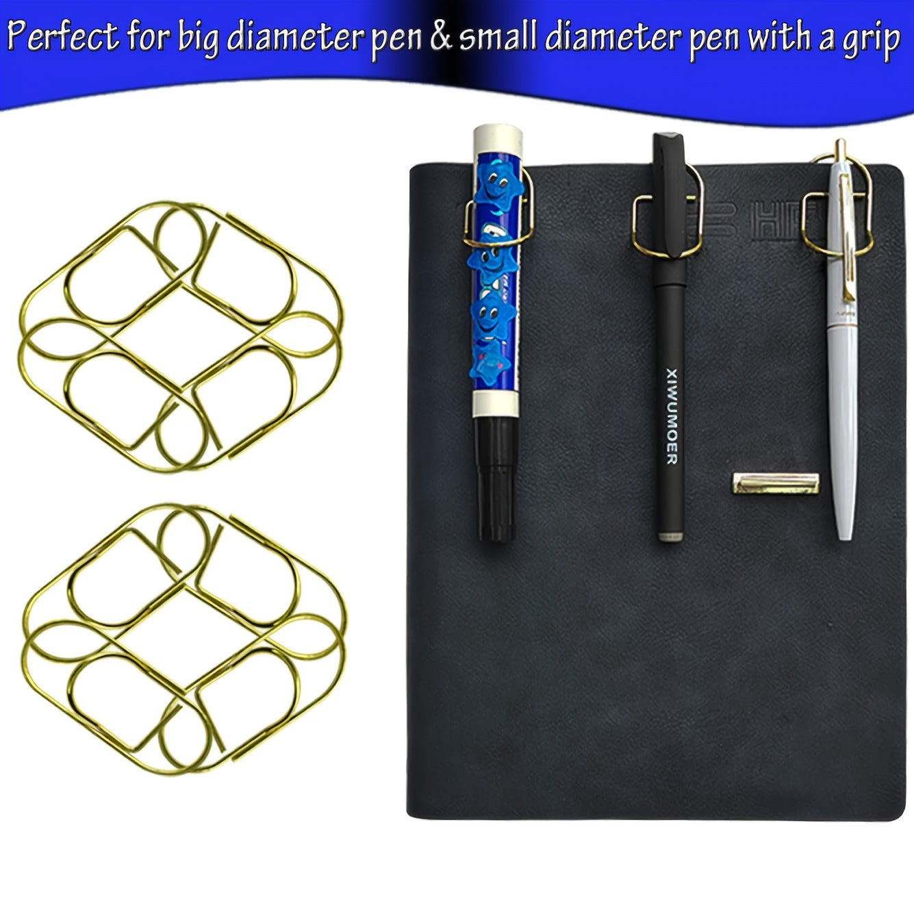 8pcs Adhesive Stainless Steel Pen Holder for Notebooks Journals Planners