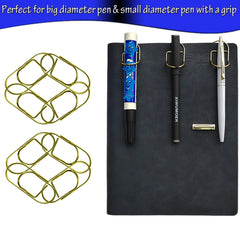 8pcs Adhesive Stainless Steel Pen Holder for Notebooks Journals Planners