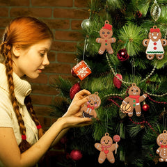 12pcs Christmas Gingerbread Man Ornaments Assorted Plastic Figurines