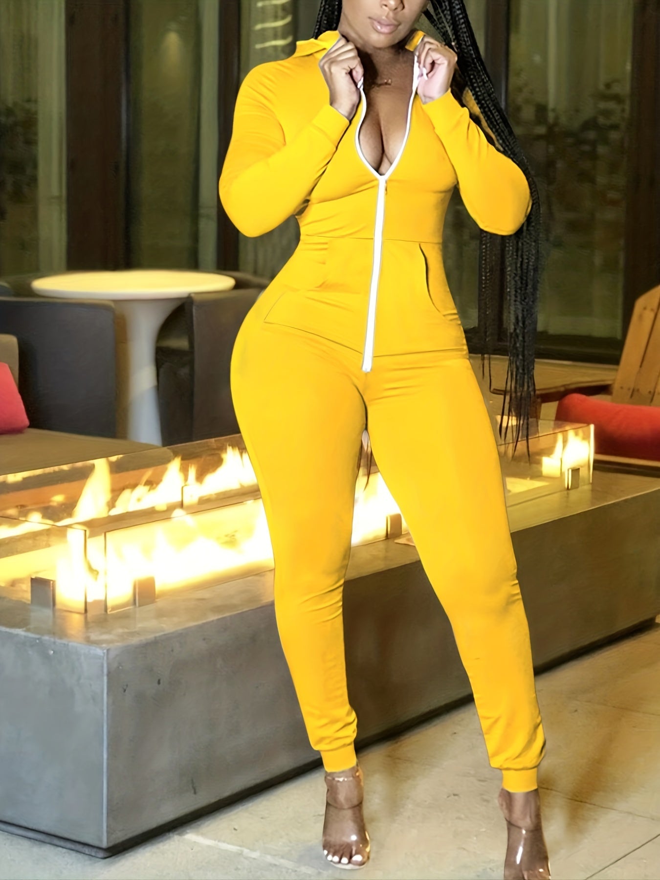 Women's Soft Long-Sleeve Bodycon Jumpsuit