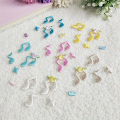 4pcs Music Notes Mixed Fabric Stickers DIY Creative Self-adhesive Stickers