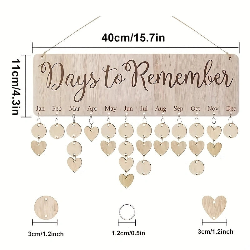 DIY Wooden Home Birthday Board Hanging Calendar