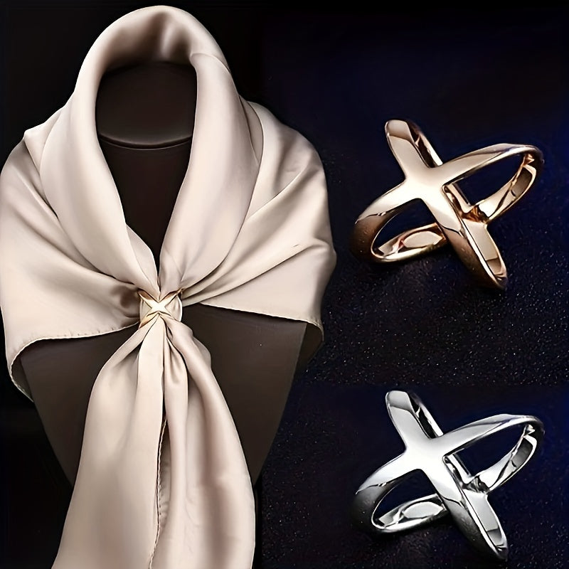Cross Scarf Buckle X Shaped Shawl Clip Neckerchief Holder