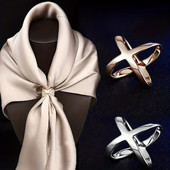 Cross Scarf Buckle X Shaped Shawl Clip Neckerchief Holder