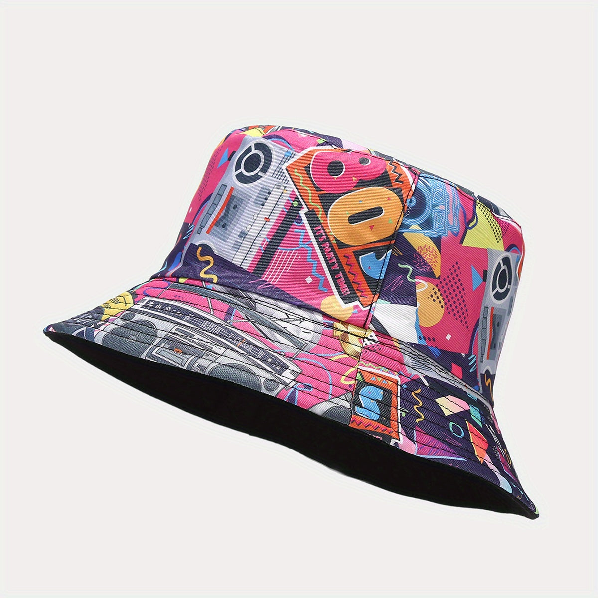Nostalgic Graffiti Fisherman Hat Outdoor Sun Visor for Men and Women