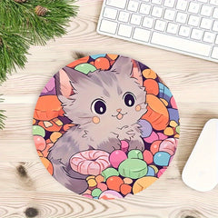 Cat Pattern Round Mouse Pad Stylish Round Mousepad