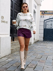 Jacquard Knitted Sweater Women's Plus Slight Stretch Sweater