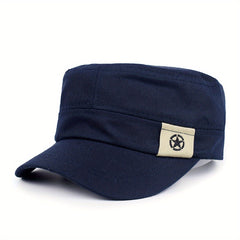Solid Flat Top Hat Cadet Army Caps Military Adjustable Baseball Cap