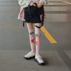 4 Pairs Letter Print Socks Over The Knee Sports Stockings Women's Hosiery