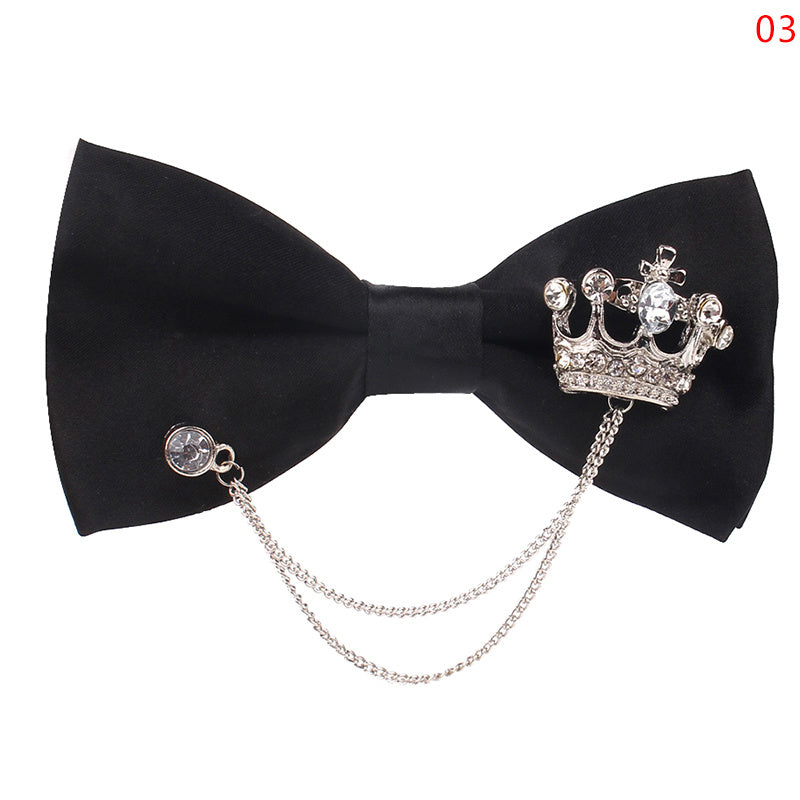 Men's Bowtie Metal Decoration Bow Tie Uniform Collar Adult Suit