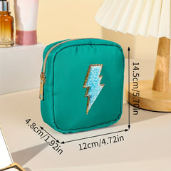 Preppy Embroidered Patch Makeup Pouch