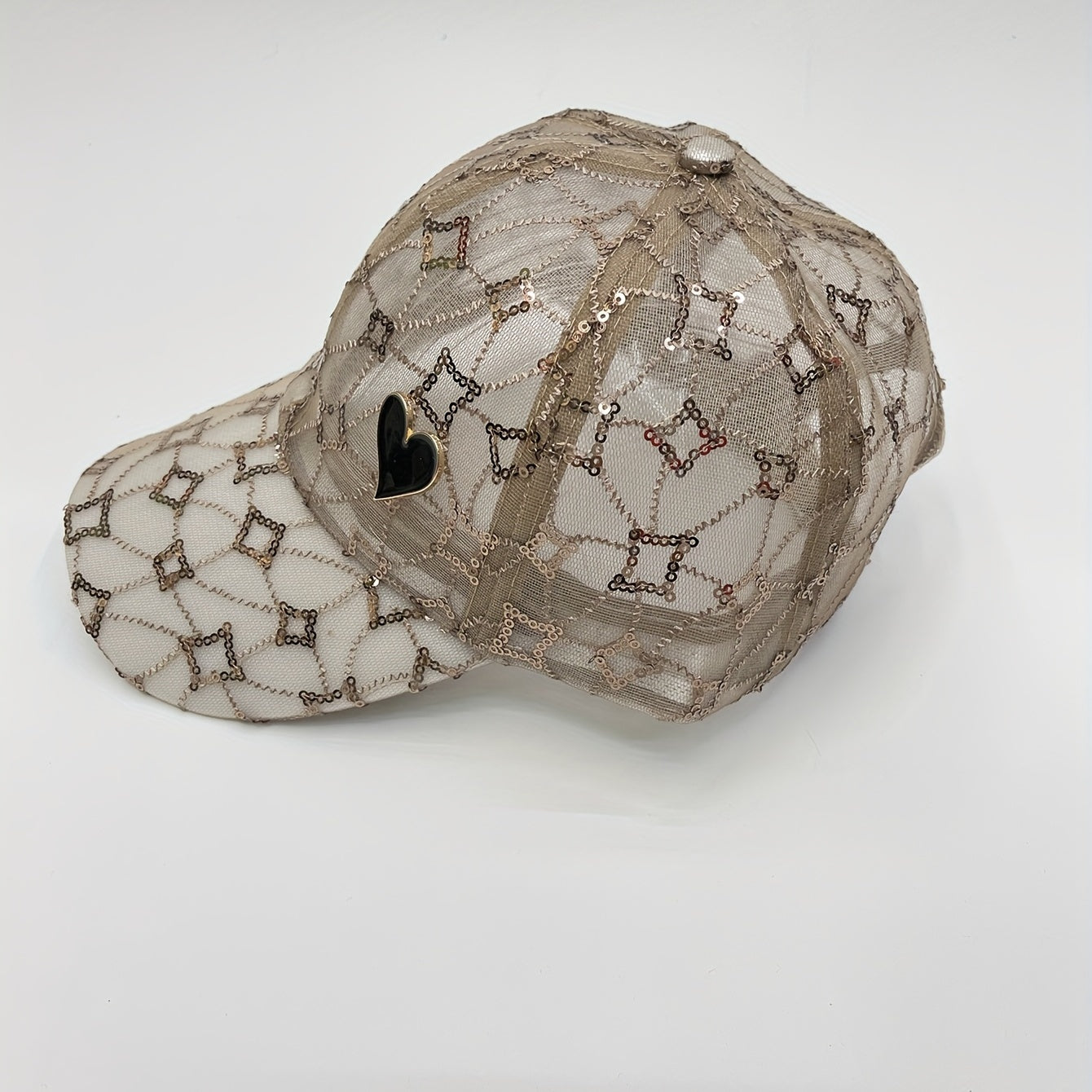 Sequin Embroidery Baseball Cap Solid Mesh Breathable Dad Hat Adjustable
