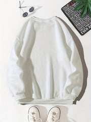 Letter Print Crew Neck Sweatshirt for Women
