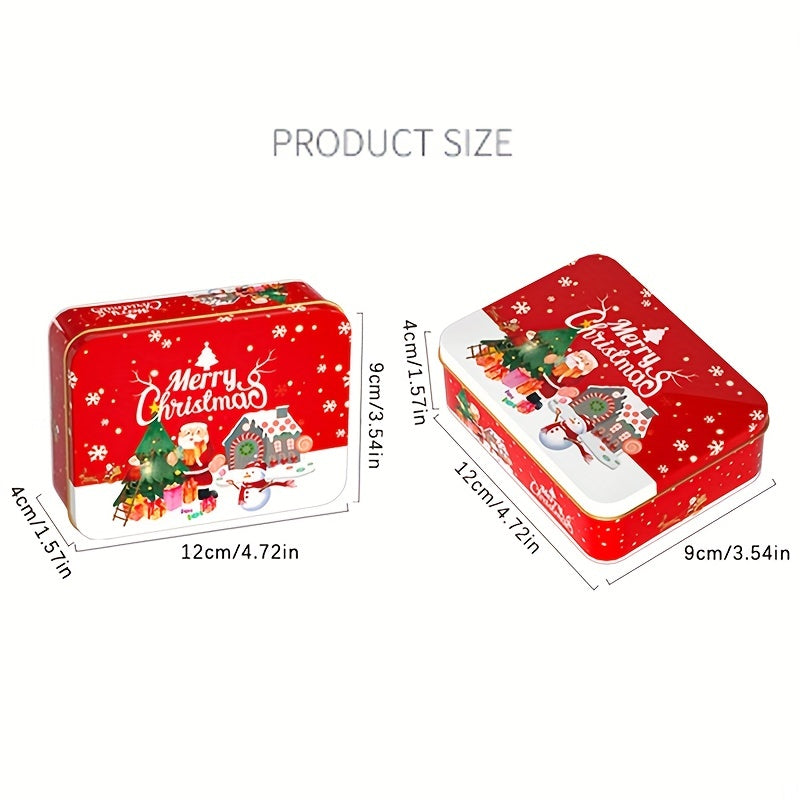 Christmas Square Metal Tinning Can Set Candy Box Gift Storage Box Biscuit Can