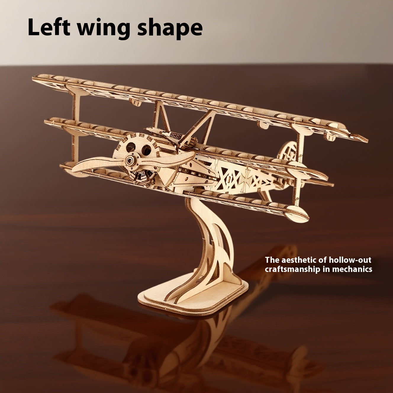 3D Wooden Puzzle Two Wing Aircraft DIY Craft Plane Model Christmas Gift