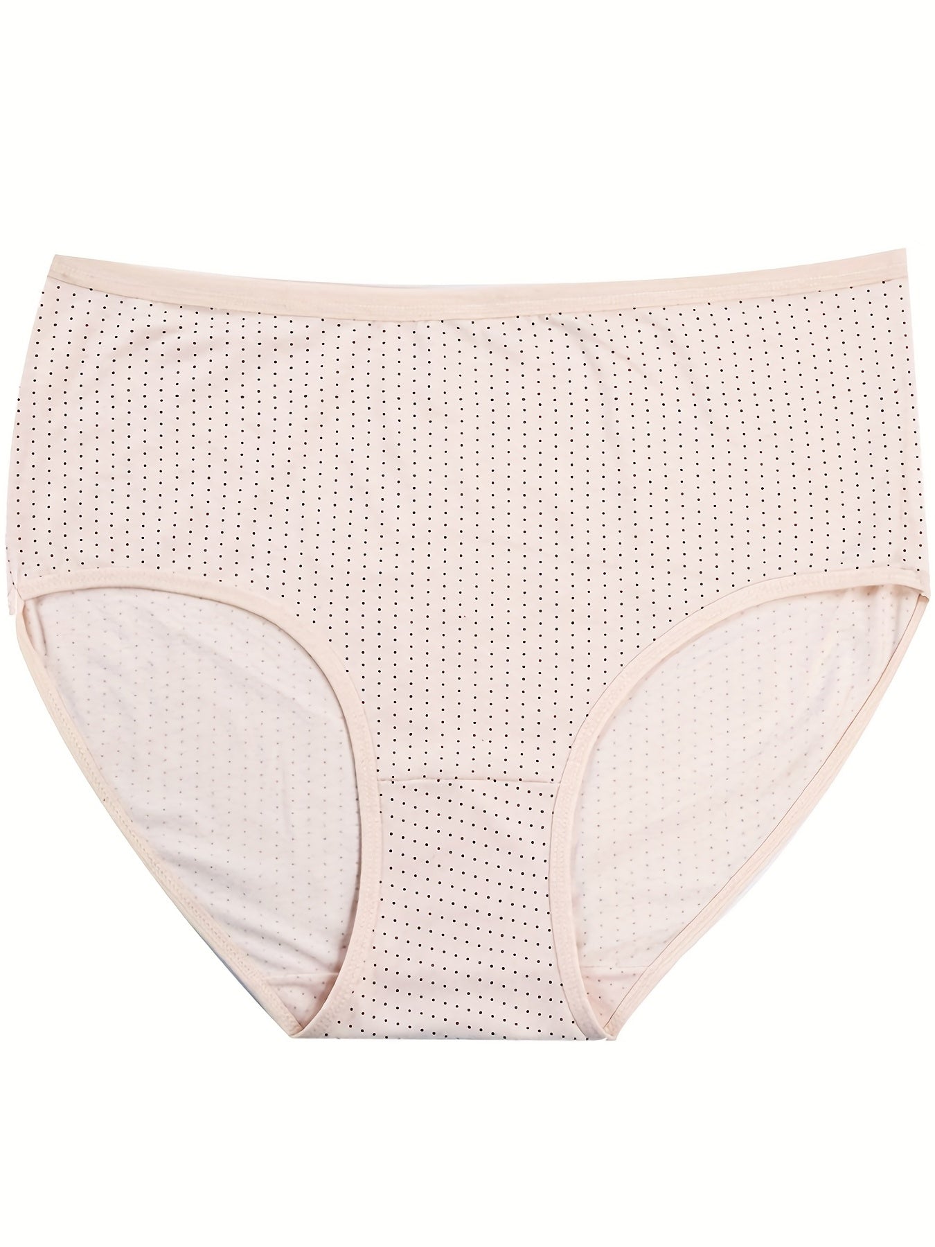 5 Pack Plus Size Panties Set Pin Dot Print Mid Waist Underwear