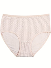 5 Pack Plus Size Panties Set Pin Dot Print Mid Waist Underwear