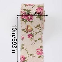 10m DIY Clothing Accessories Tear Edge Flower Cloth Strips Pull Wool Burlap Roll
