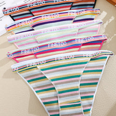 5pcs Striped Panties Colorblock Intimates Women's Lingerie