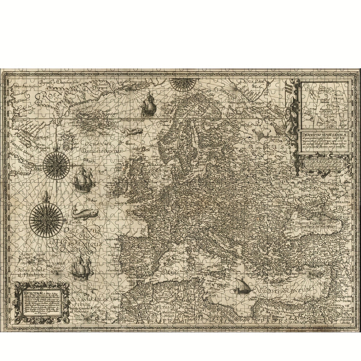 1000pcs Jigsaw Puzzle Ancient Nautical Map 48.9 x 67