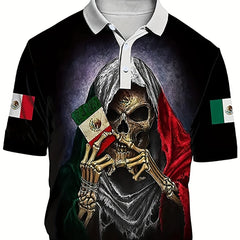 Skeleton 3D Pattern Men's Casual Custom Fit Short Sleeve Shirt