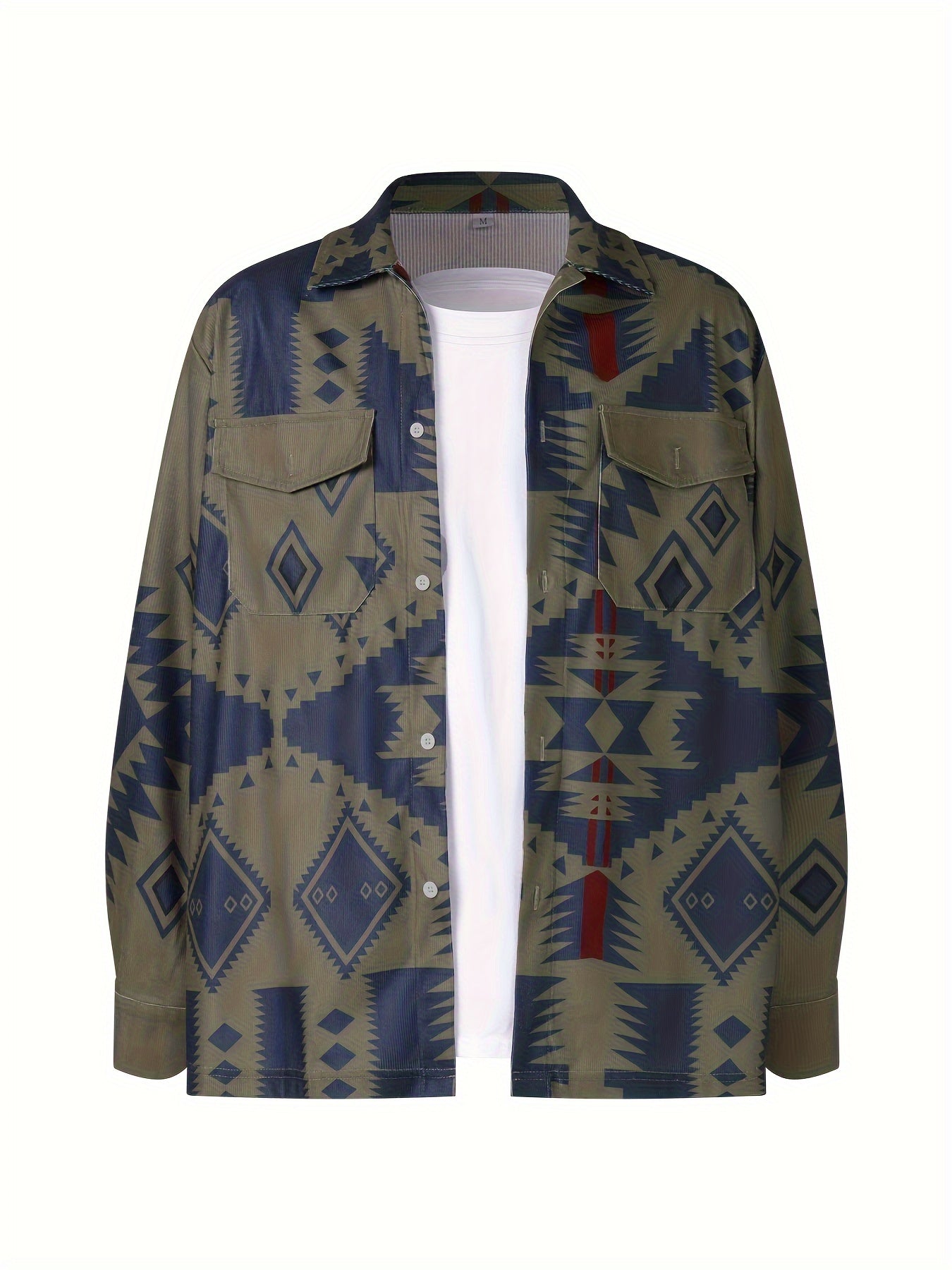 Men's Lightweight Ethnic Flap Pocket Shirt Coat