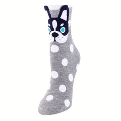 5 Pairs Cartoon Dog Pattern Socks Mid Tube Women's Stockings