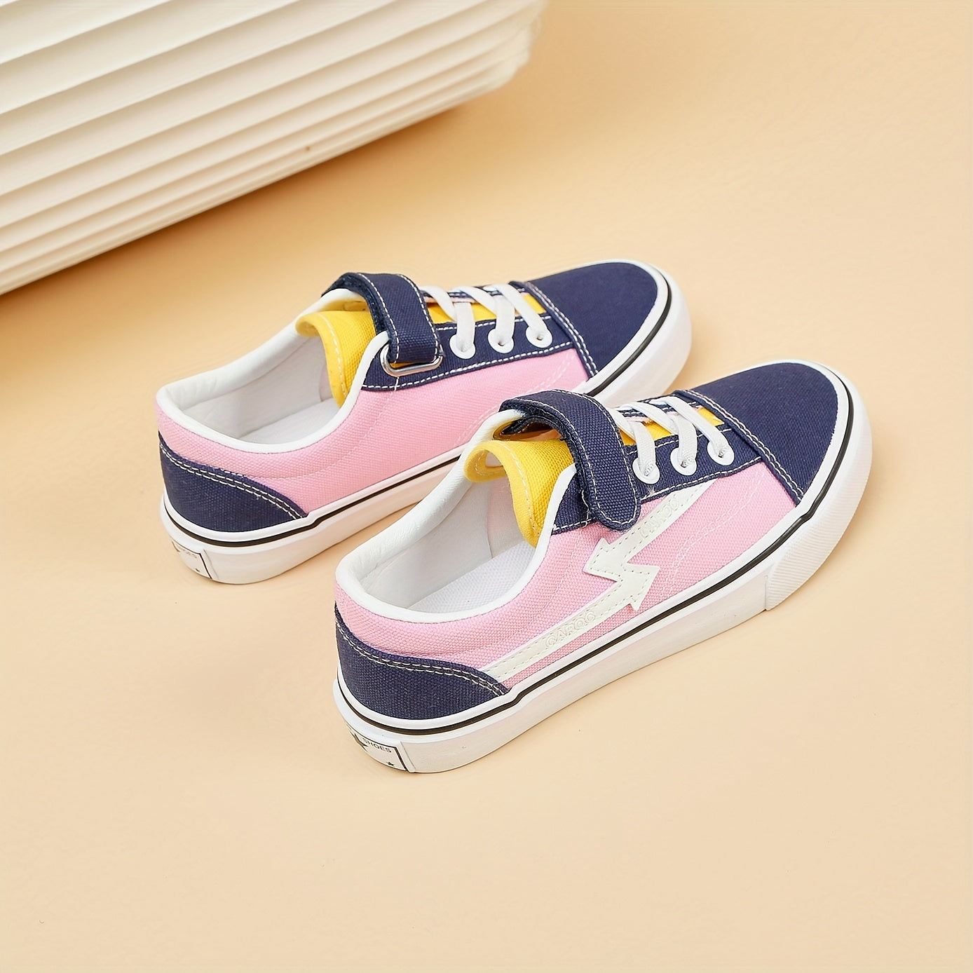 Kids Canvas Skate Shoes Hook Loop Fastener Anti Skid